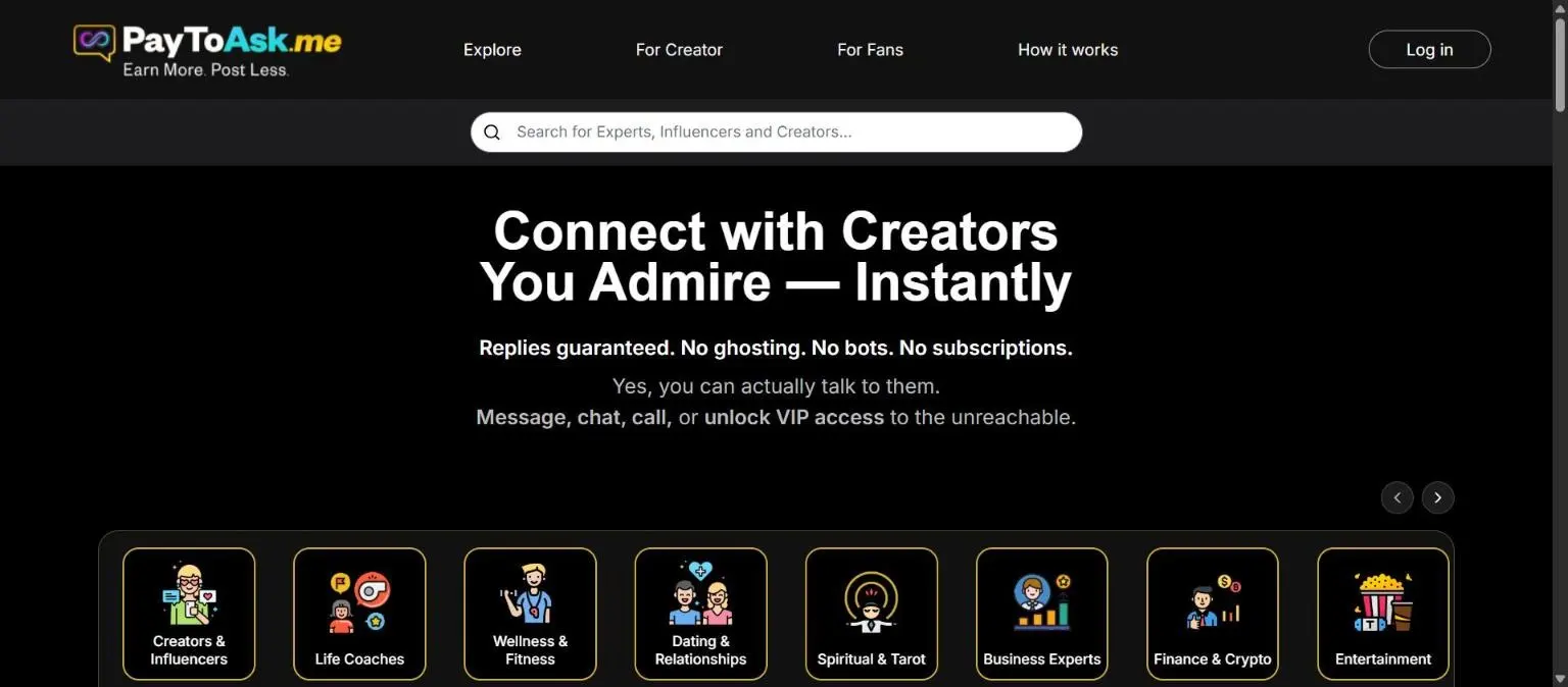 PayToAsk home page